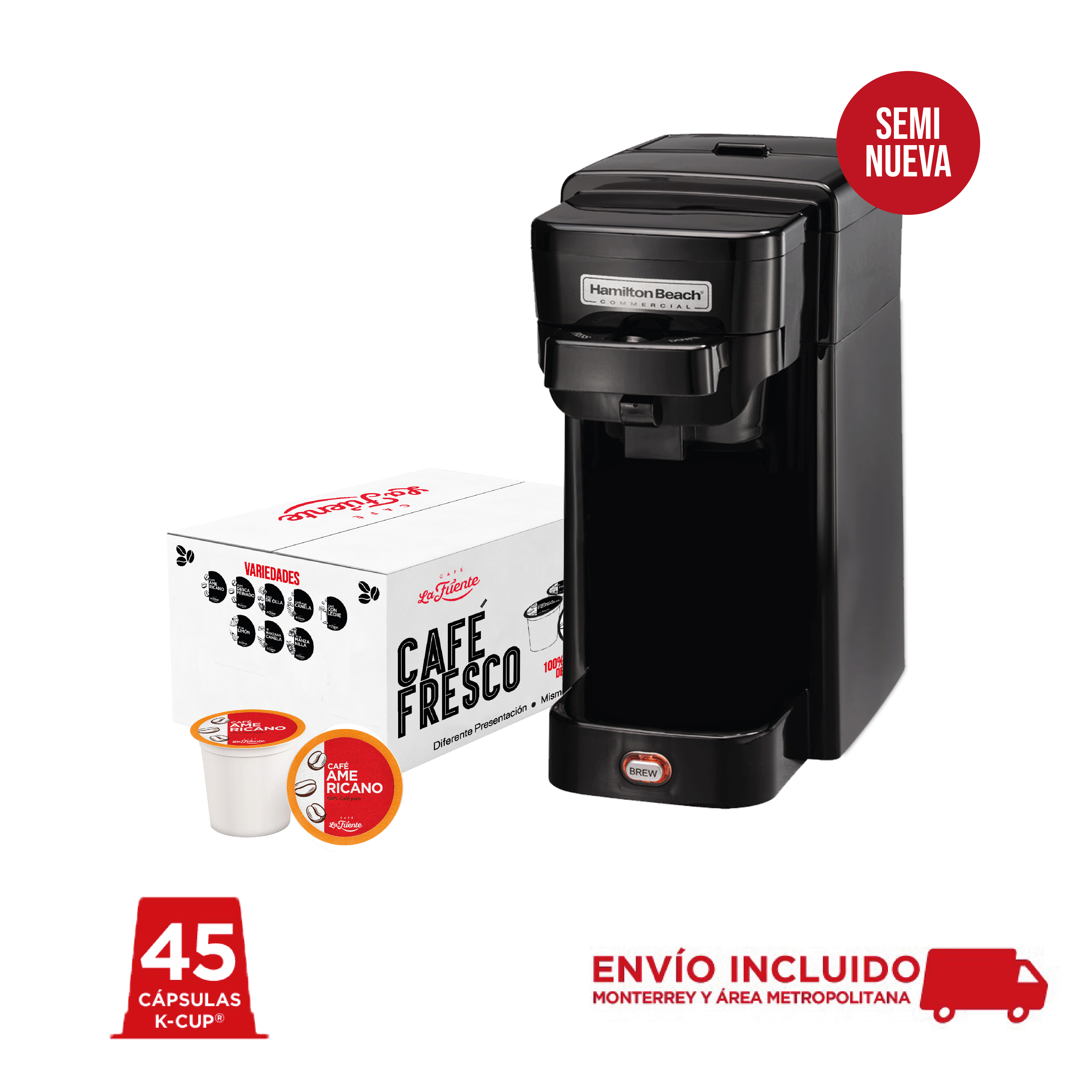 45 Cápsulas + Gratis Cafetera Hamilton Beach Seminueva - Café Molido en  Monterrey - Café para tu negocio