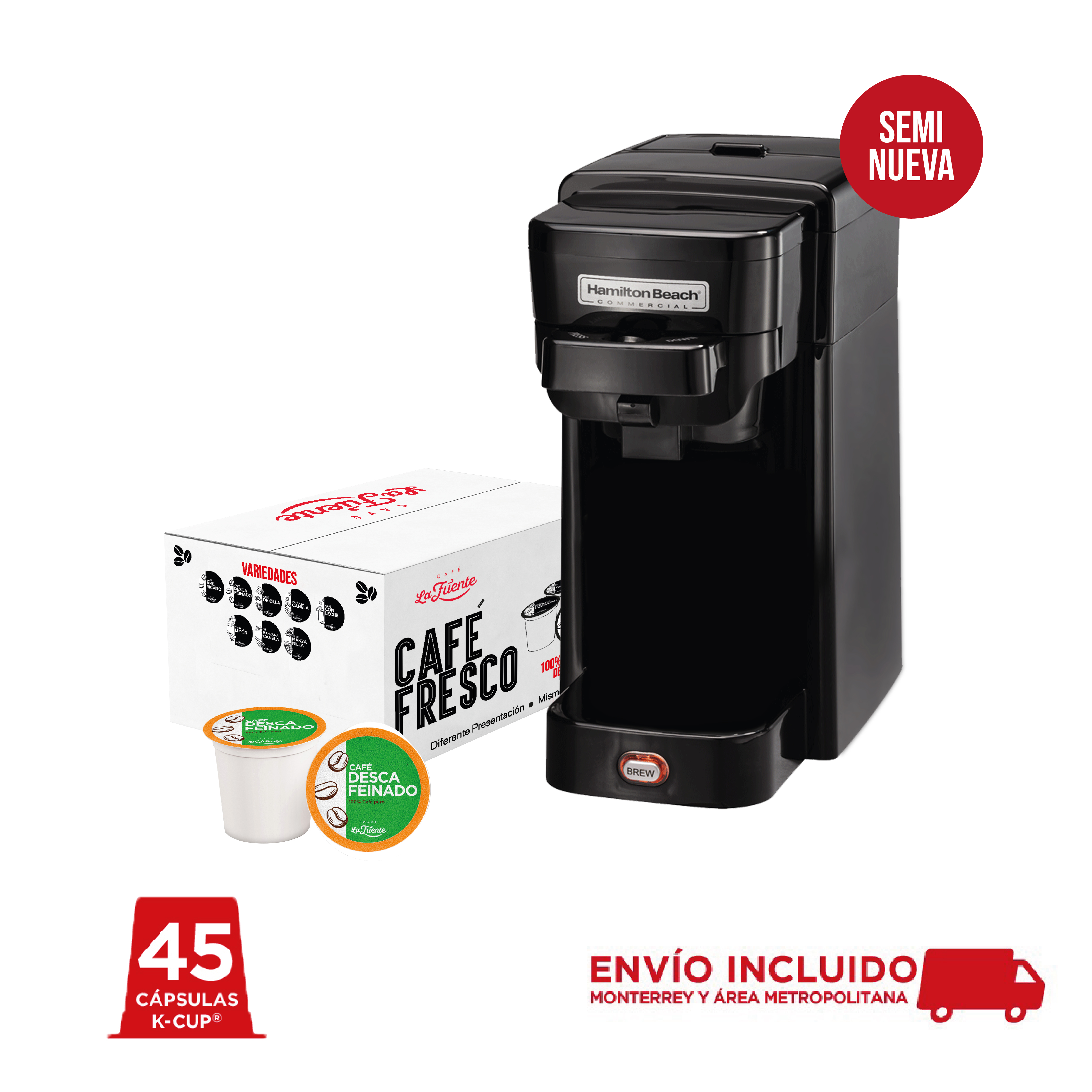 45 Cápsulas + Gratis Cafetera Hamilton Beach Seminueva - Café Molido en  Monterrey - Café para tu negocio