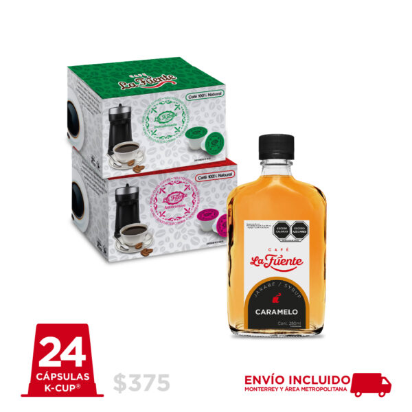 Kit Dos Kcup 12 + Jarabe 250 ml Café Molido en Monterrey